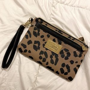Betsey Johnson Cheetah print Wristlet Clutch with black wallet